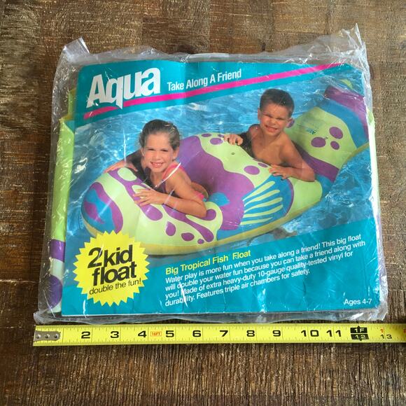 NEW Vintage 90s 1993 Aqua Leisure Big Tropical Fish Pool Float SA-3320 2-Kid NIP - Picture 4 of 4